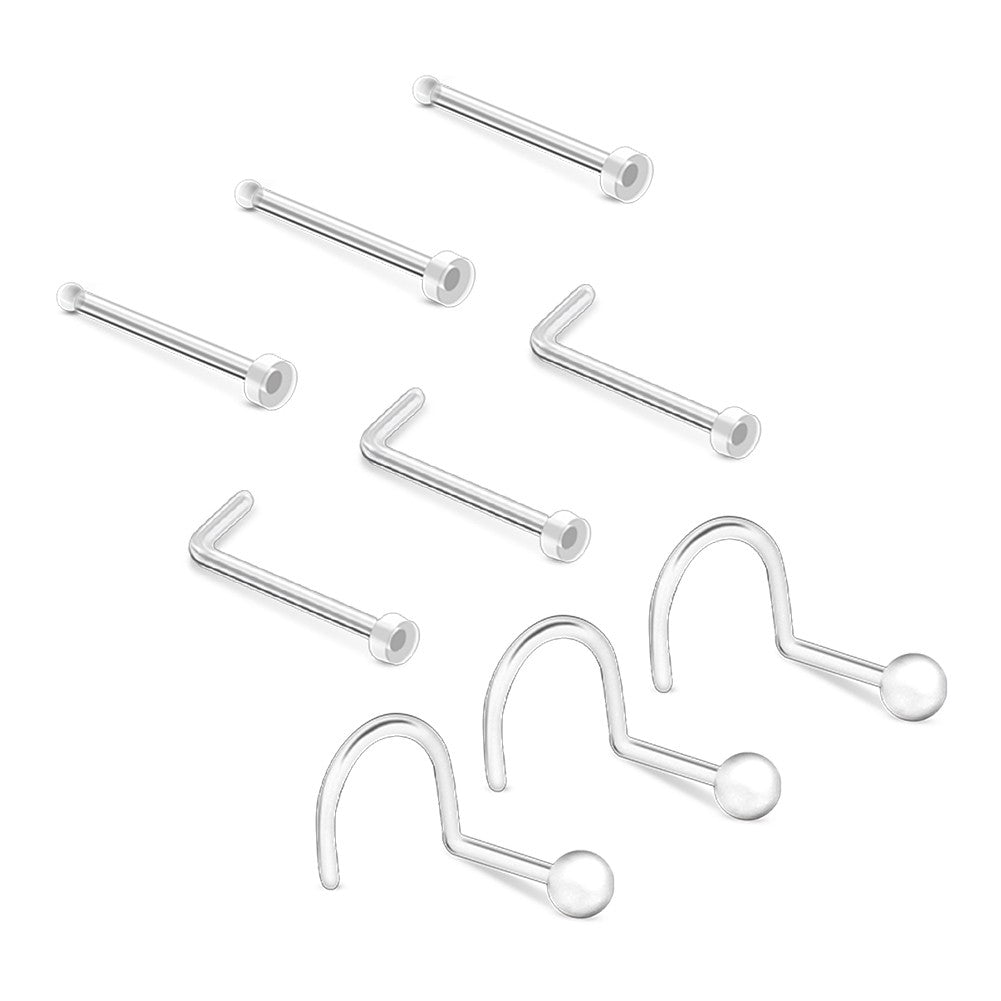 20G Clear Nose Studs Nose Piercing Retainer, Plastic Nose