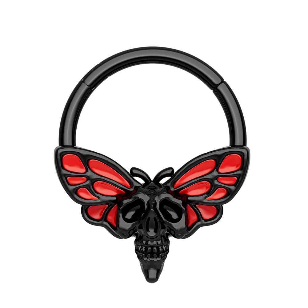 Skull Butterfly Fake Septum Ring - Metal Lotus