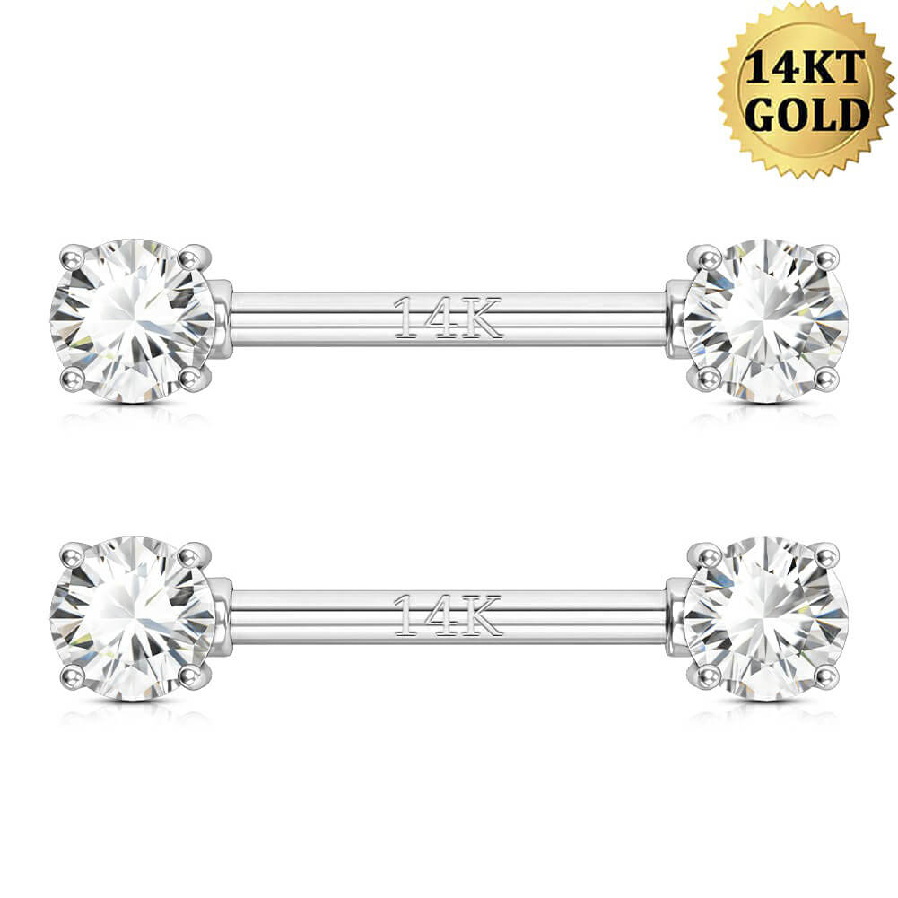 1Ct Pear Lab-Created Diamond Piercing Barbell Nipple Ring 14K Yellow Gold  Over
