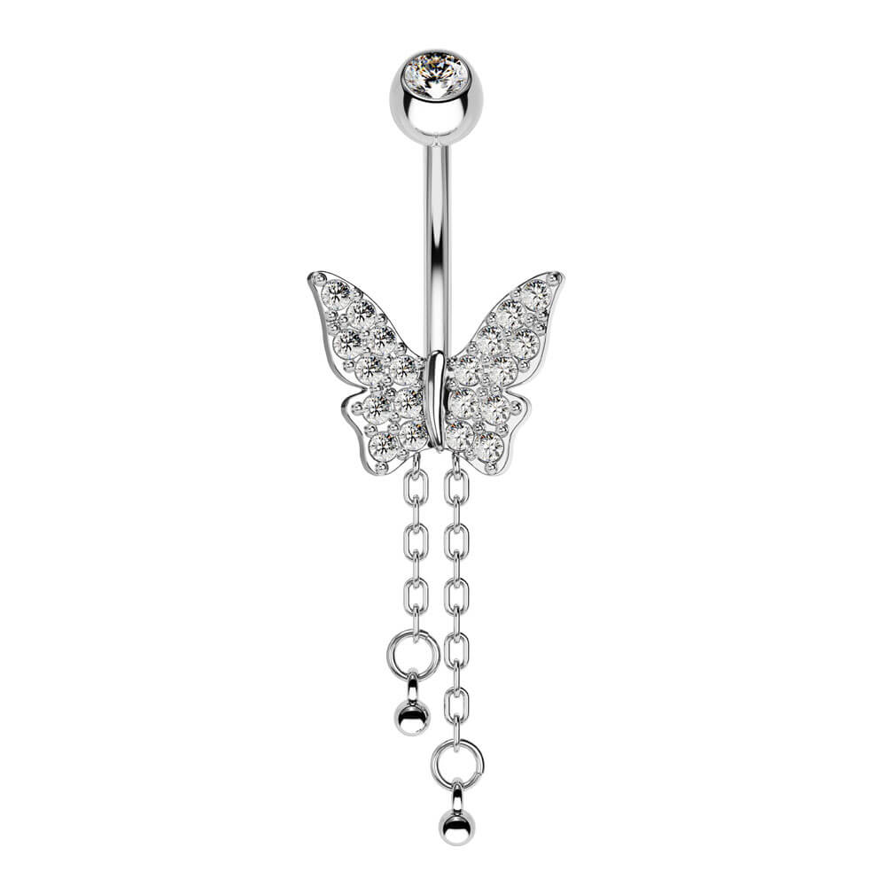 Navel Clicker Heart Butterfly Shape Belly Button Ring Body Belly Piercing  Ring ~