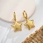 Oufer Stainless Steel Water Safe Bubble Star Hand Polish Charm Dropped Hoop Earring