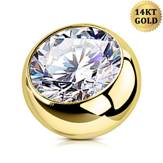 Boule CZ en or 14K Anneaux de ventre 14G Boule CZ 14G