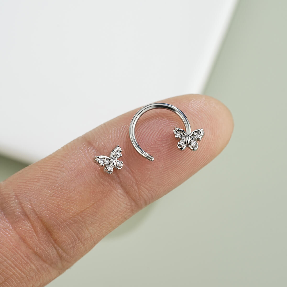 Butterfly Clear CZ Horeseshoe Ring