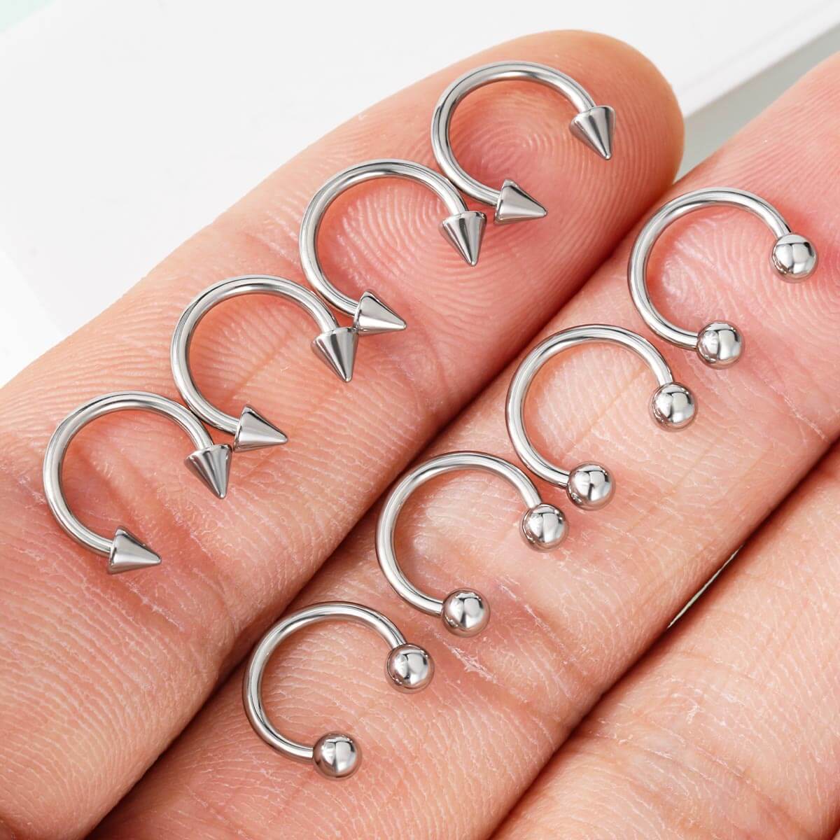 14G/16G 8PCS Basic Ball/Spike Horseshoe Circular Barbell Set