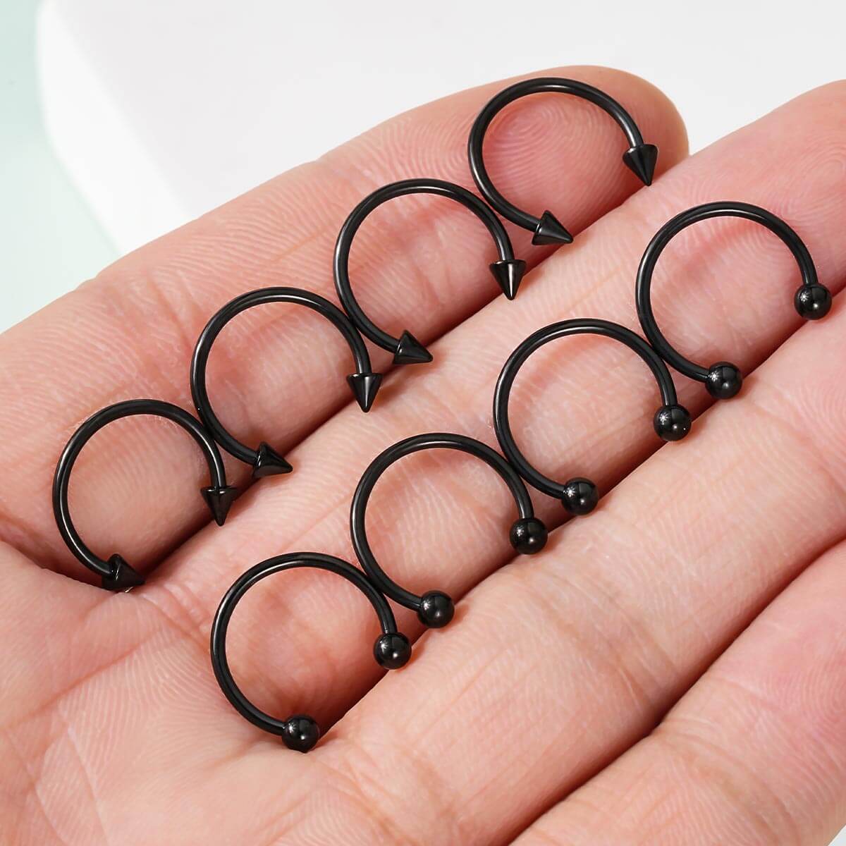 14G/16G 8PCS Basic Ball/Spike Horseshoe Circular Barbell Set