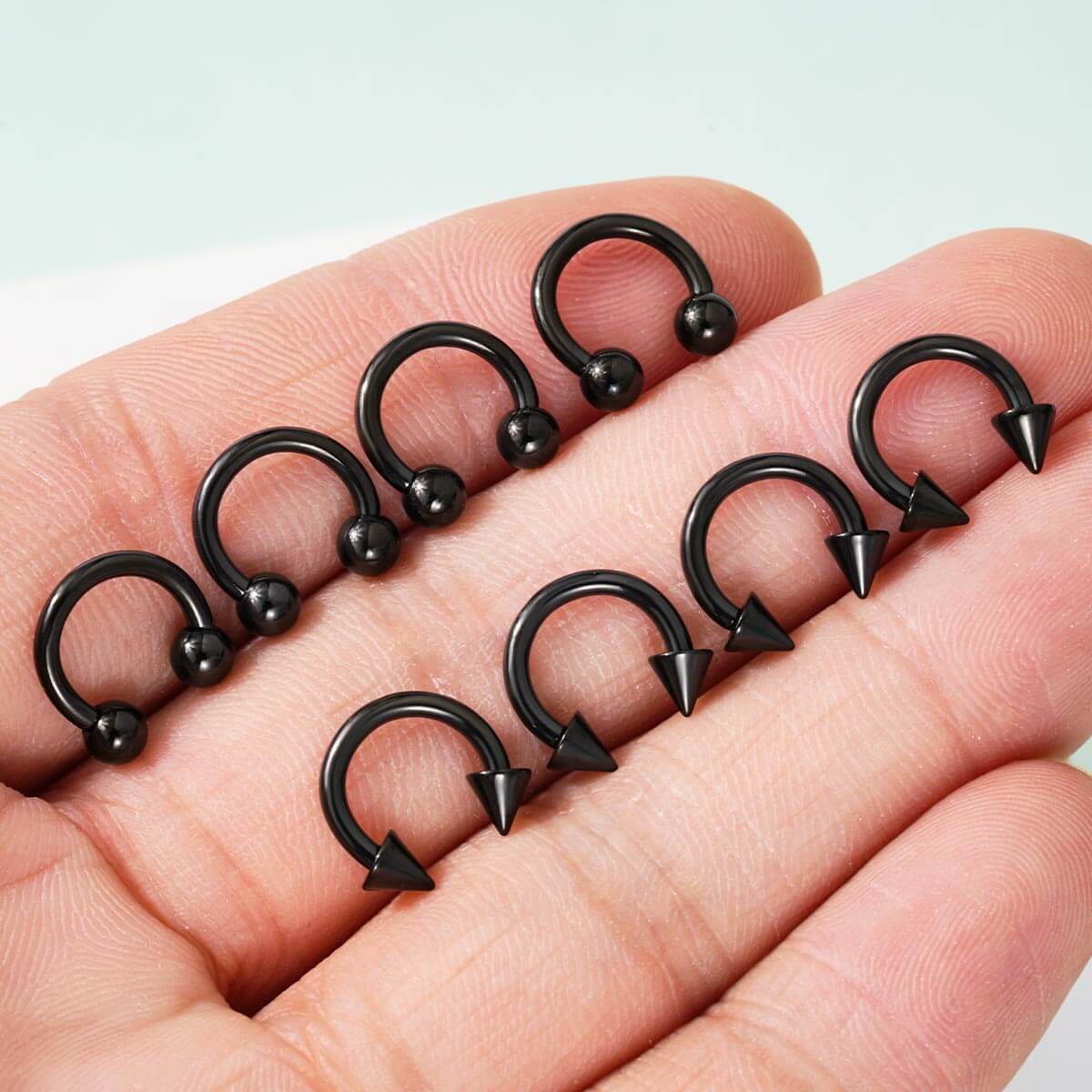 14G/16G 8PCS Basic Ball/Spike Horseshoe Circular Barbell Set