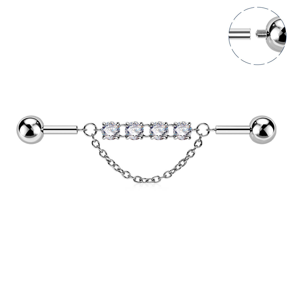 chain industrial piercing barbell