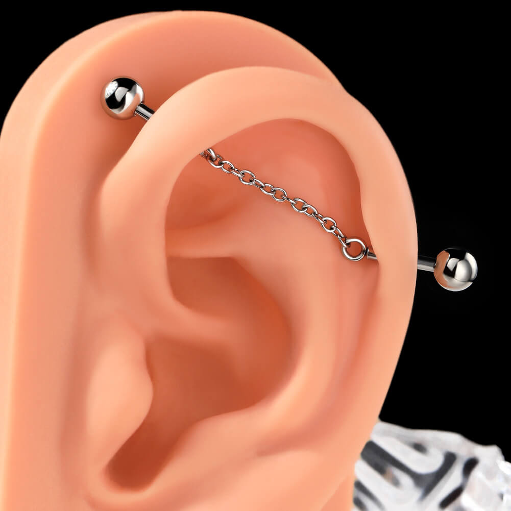 14G 316L Stainless Steel Simple Chain Industrial Barbell