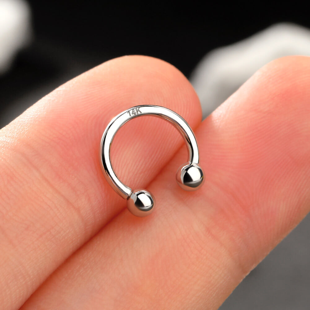 14k white gold horseshoe septum ring