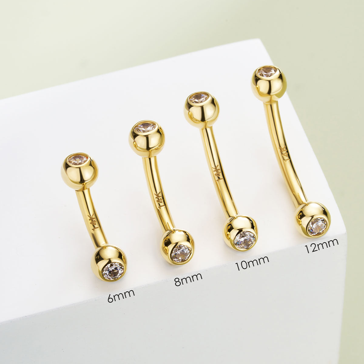 12mm solid gold belly ring