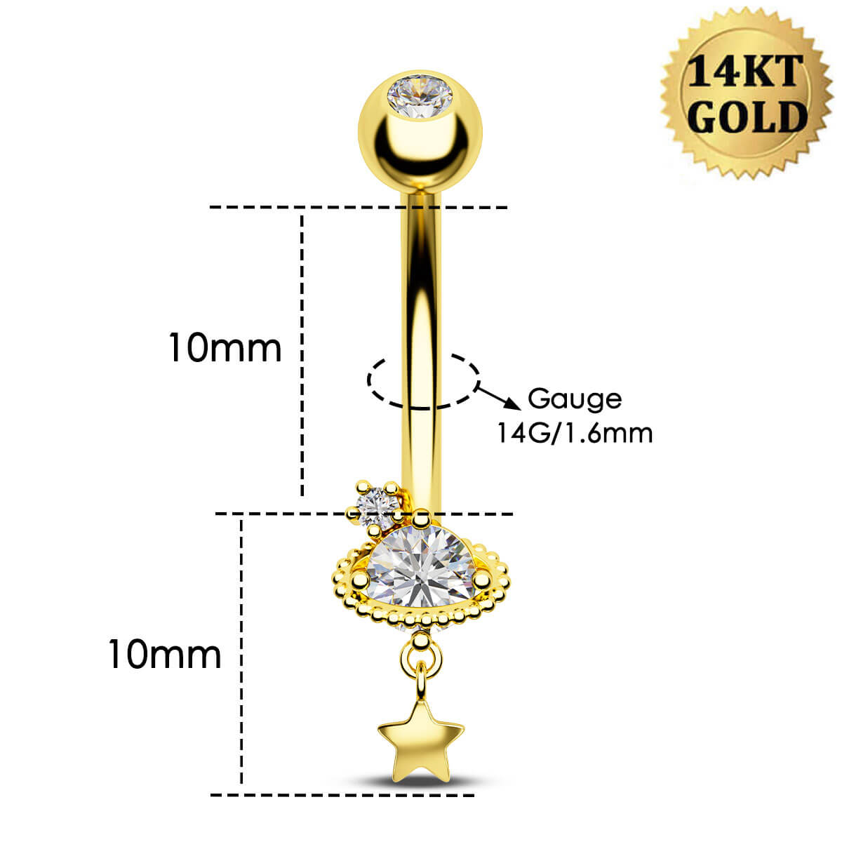 14g saturn belly ring