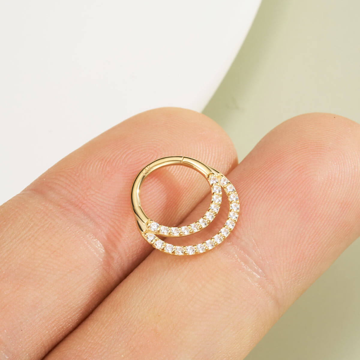 double hoop 14k gold septum ring