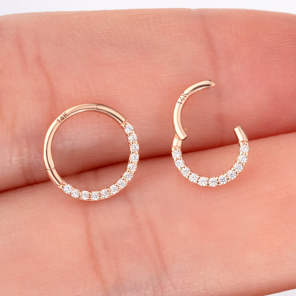 14K Solid Rose Gold Daith Piercing,Septum,Bendable sold Multiball Ring..16g..8mm..(Any Ear)