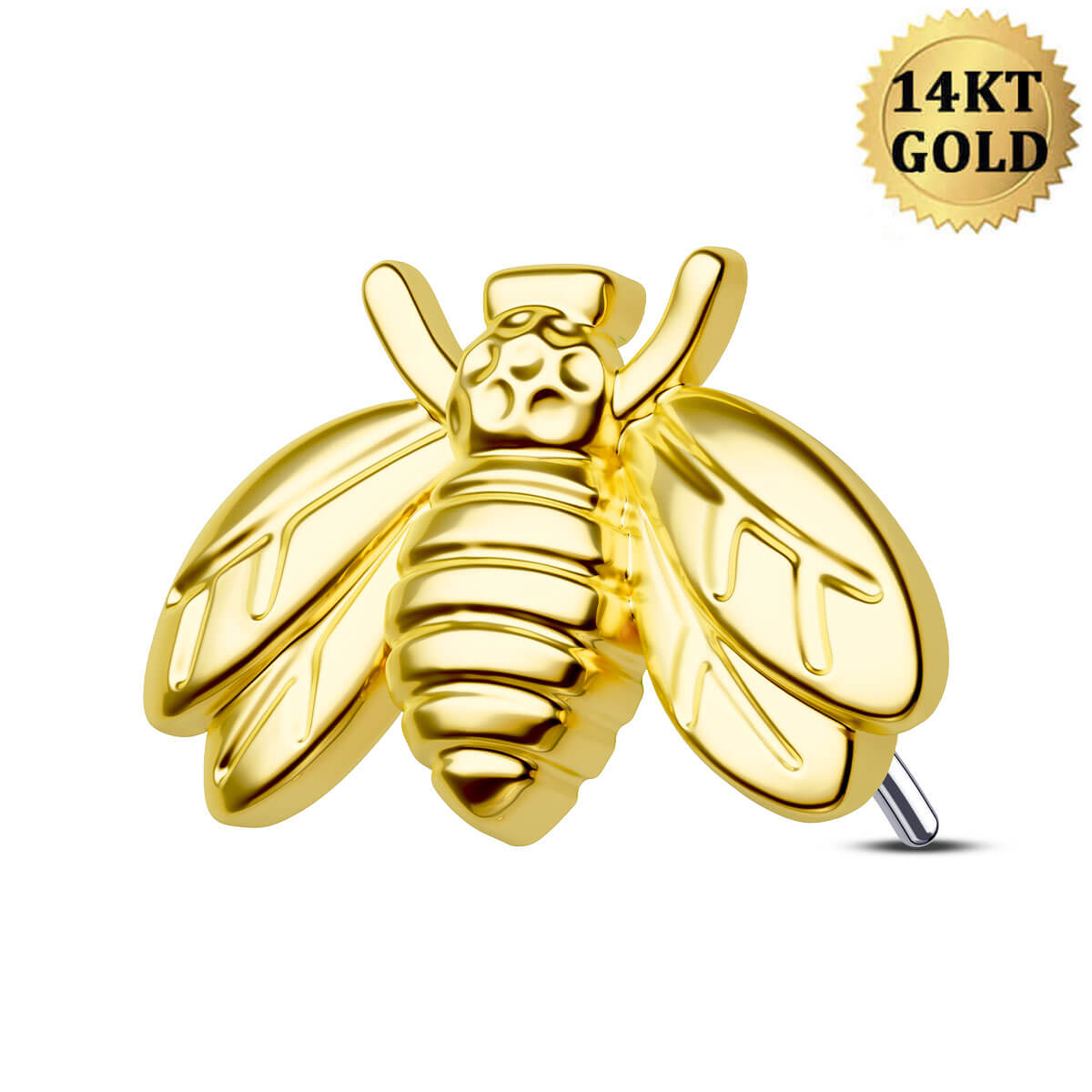 Tish Lyon Solid 14ct Yellow Gold Bee / Honey Bee / Bumble Bee with 6 Gems Threadless Push 2024 Fit Attachment End / Labret End / Bar End