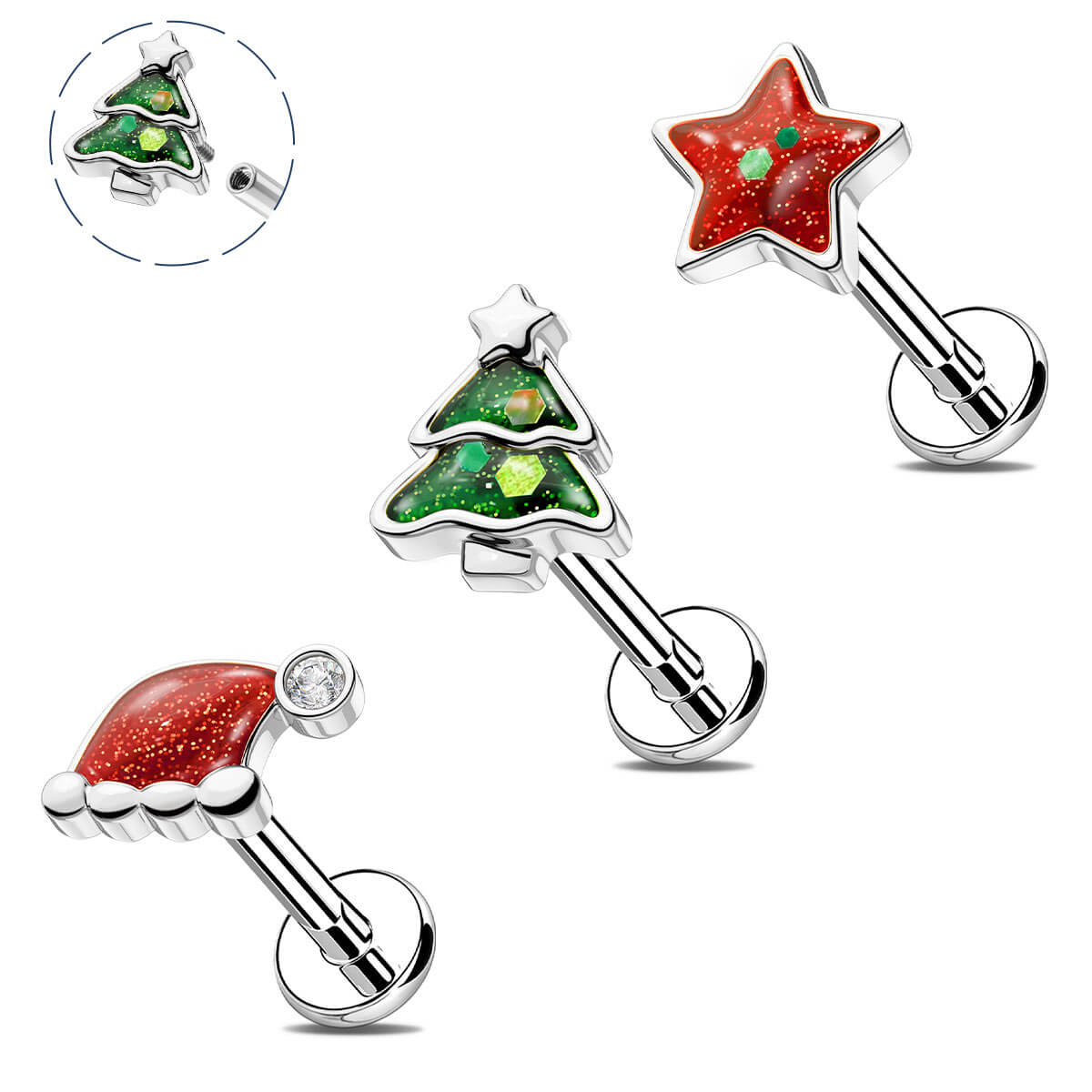 christmas cartilage earrings