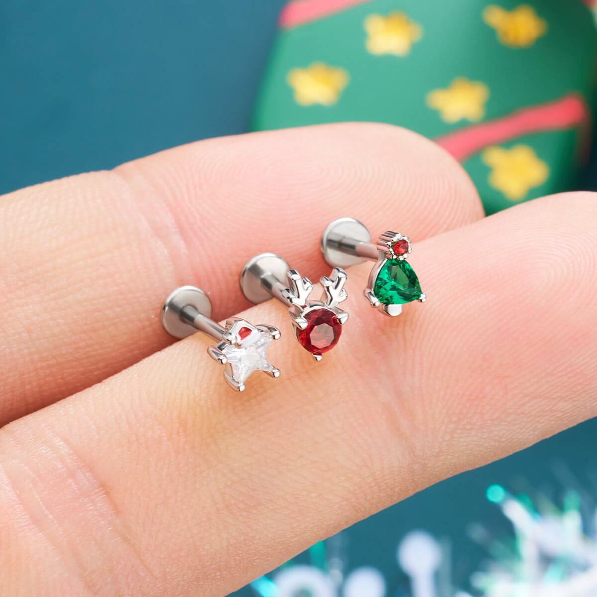 oufer christmas cartilage earrings