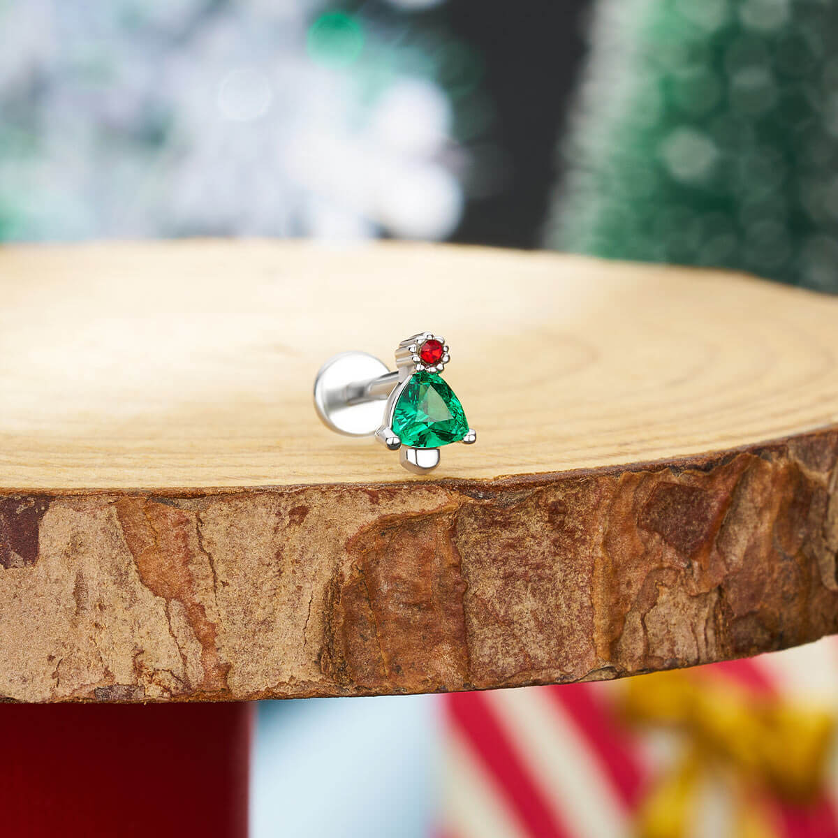 christmas tree christmas cartilage earring