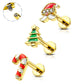 gold christmas cartilage earrings