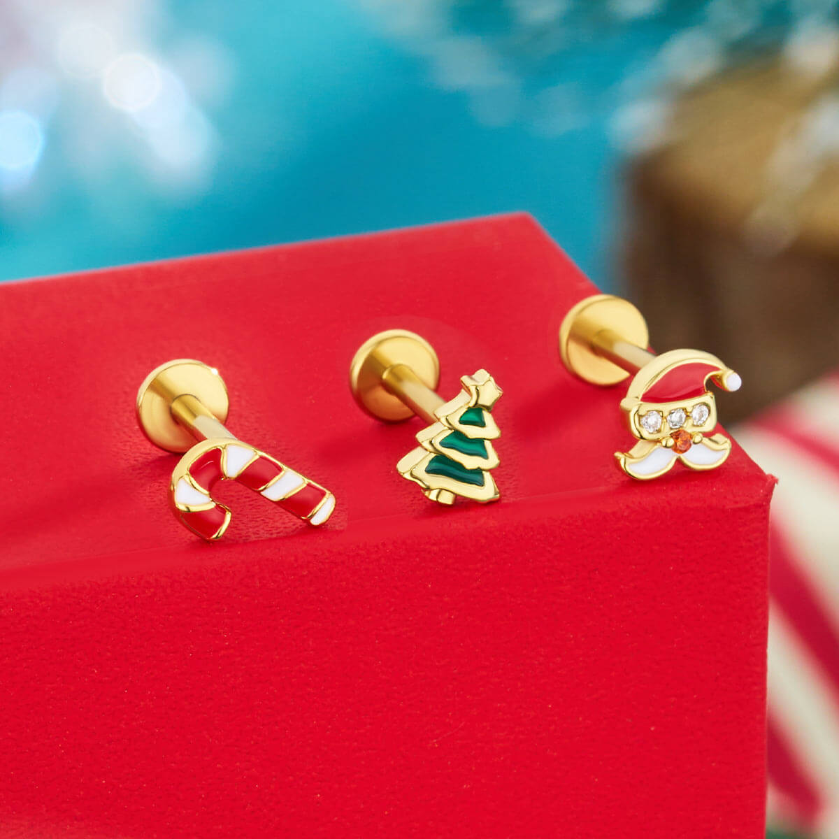 oufer gold christmas cartilage earrings