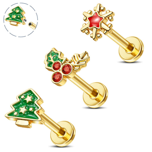 christmas cartilage earrings