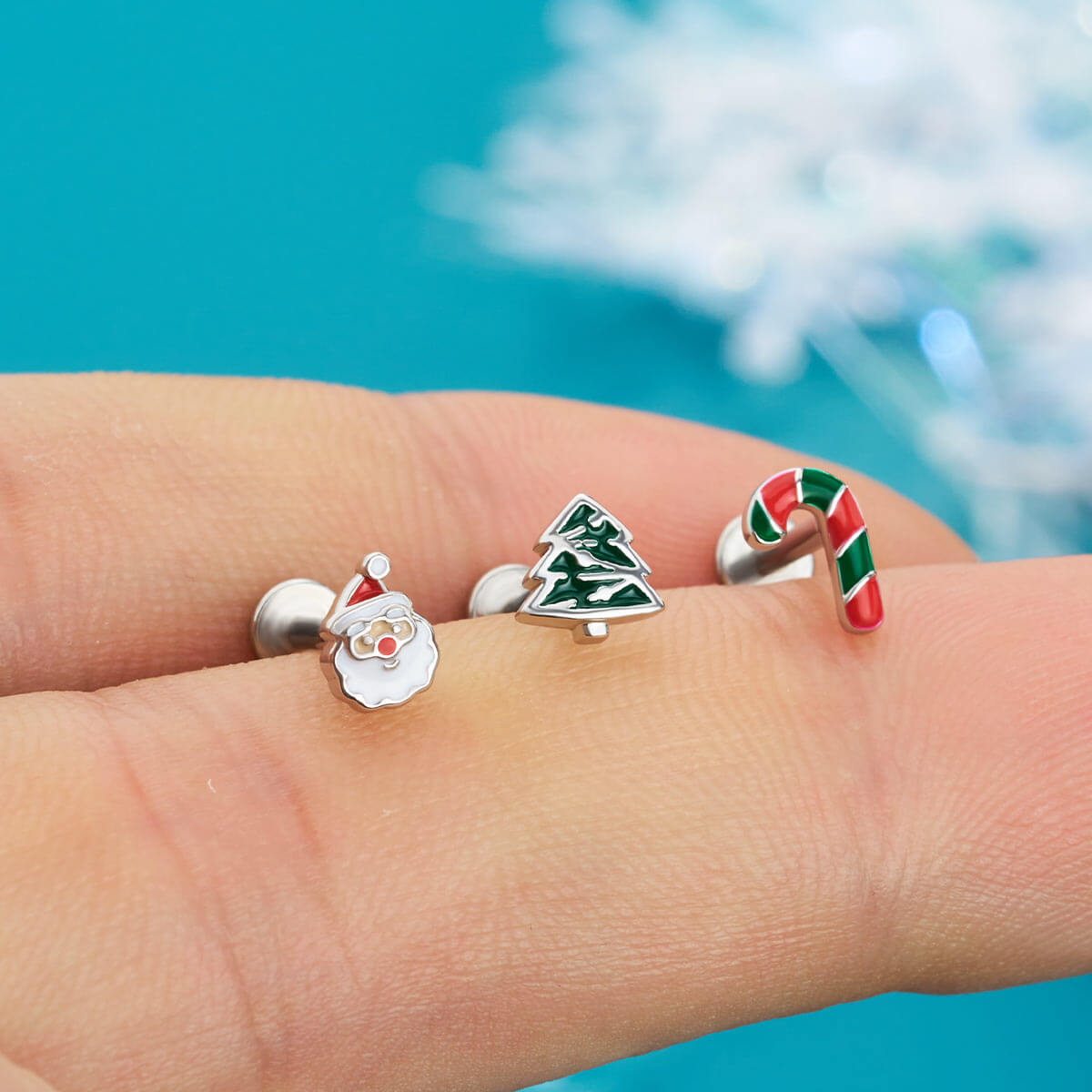 flat back christmas cartilage earrings