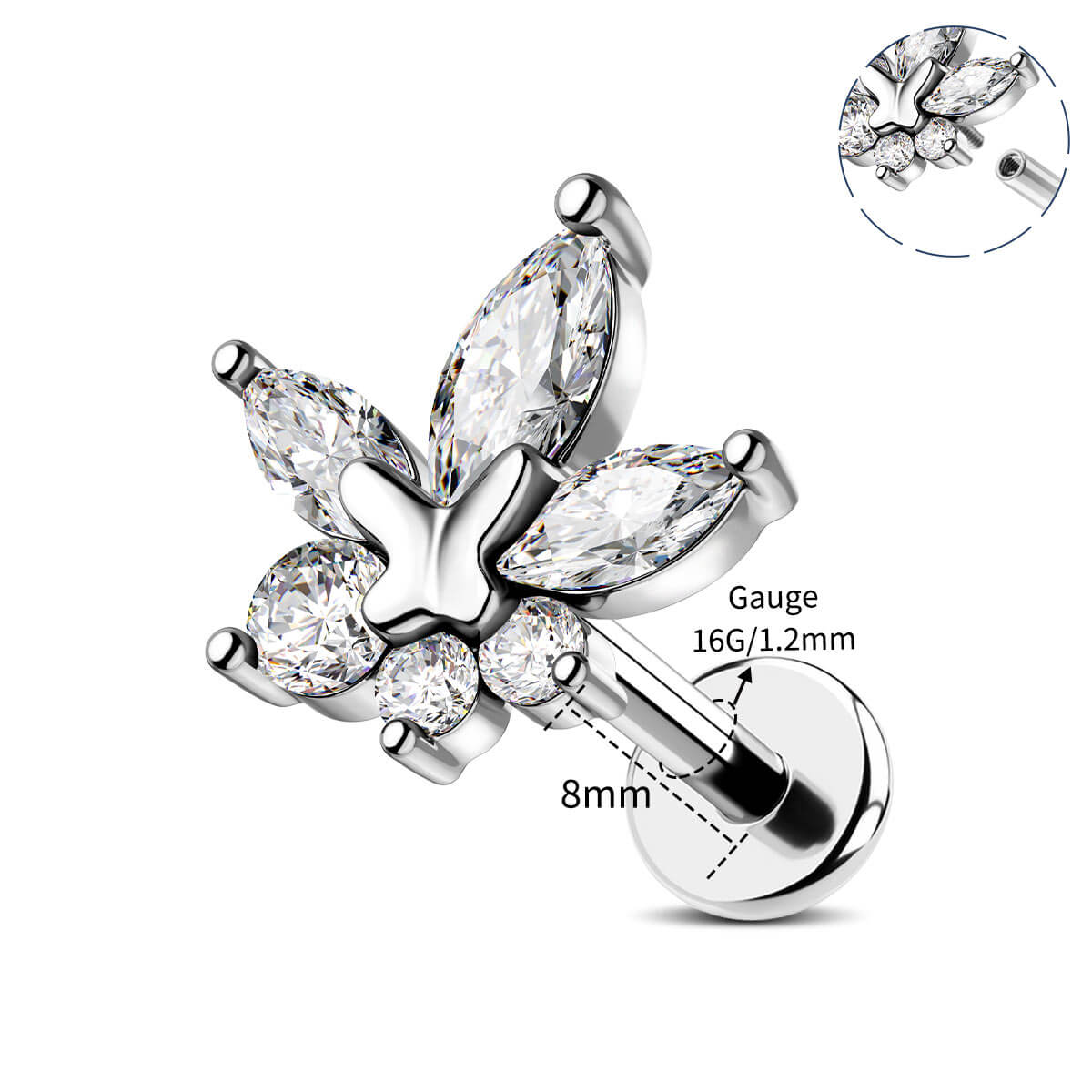 16g butterfly cartilage earring