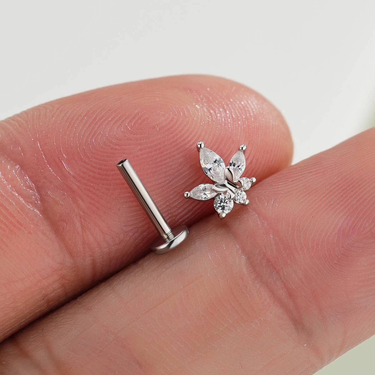 internally threaded butterfly cartilage earring