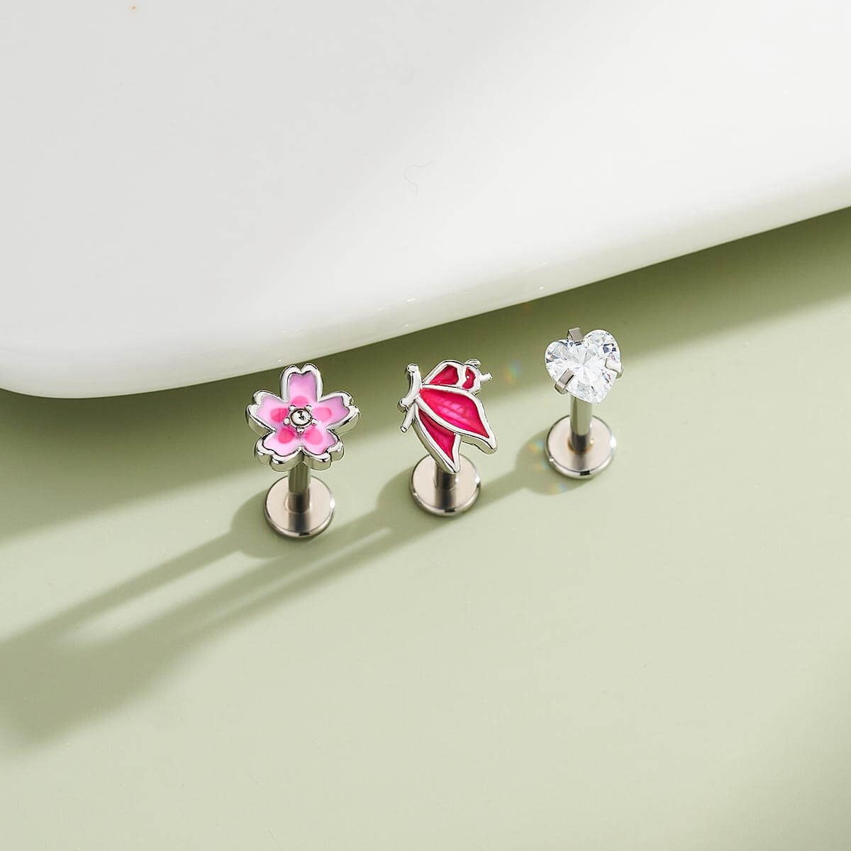 heart and butterfly cartilage earring