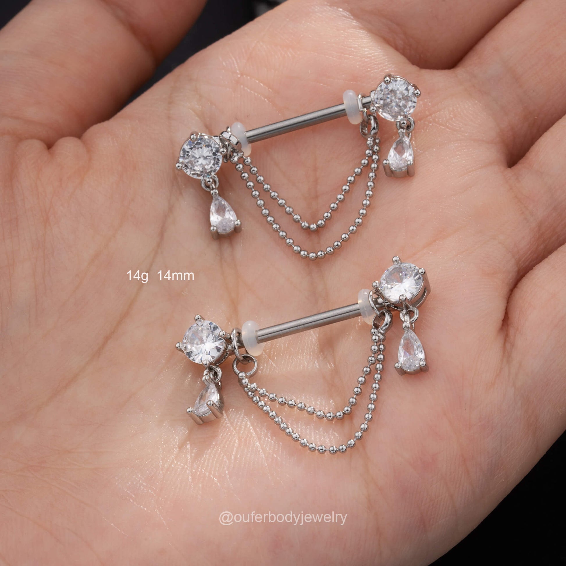 14mm nipple piercing chain