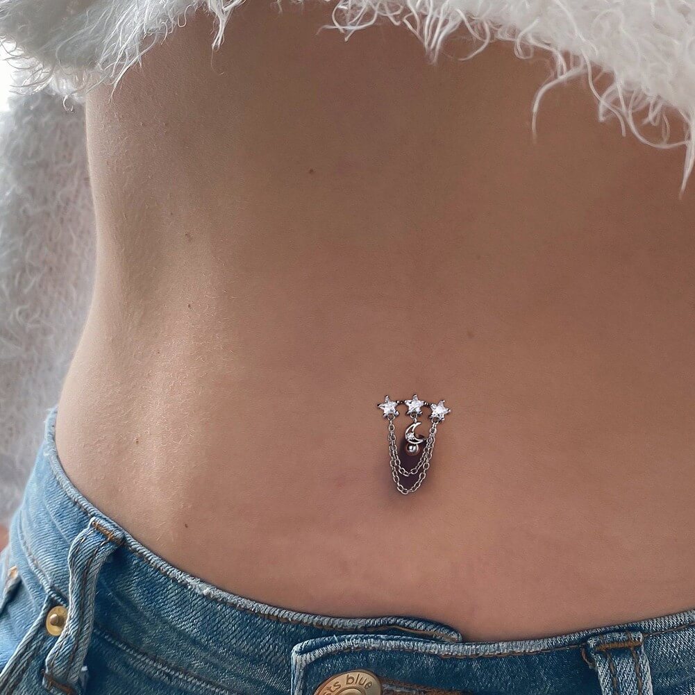 Reverse navel store piercing jewelry