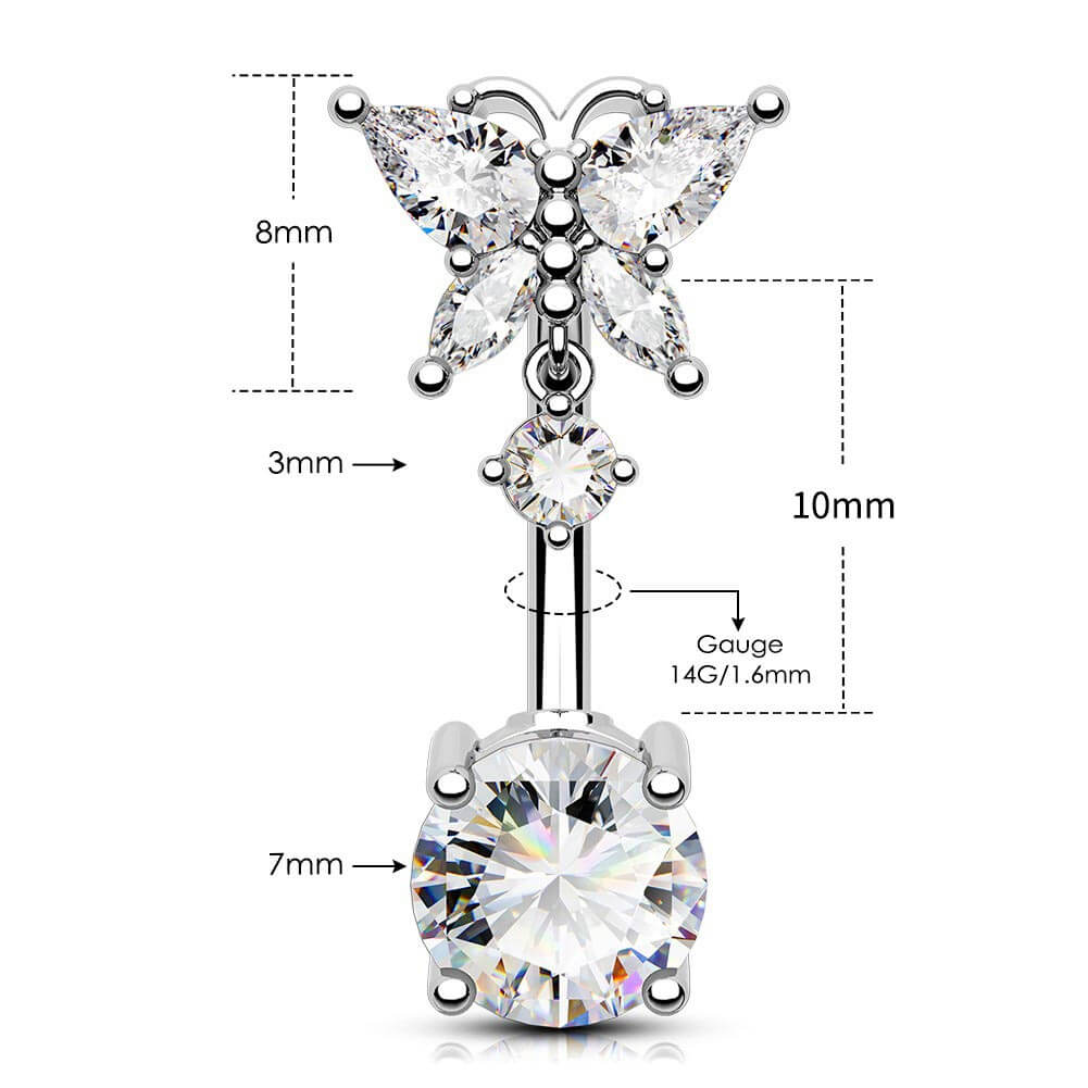 10mm butterfly belly ring