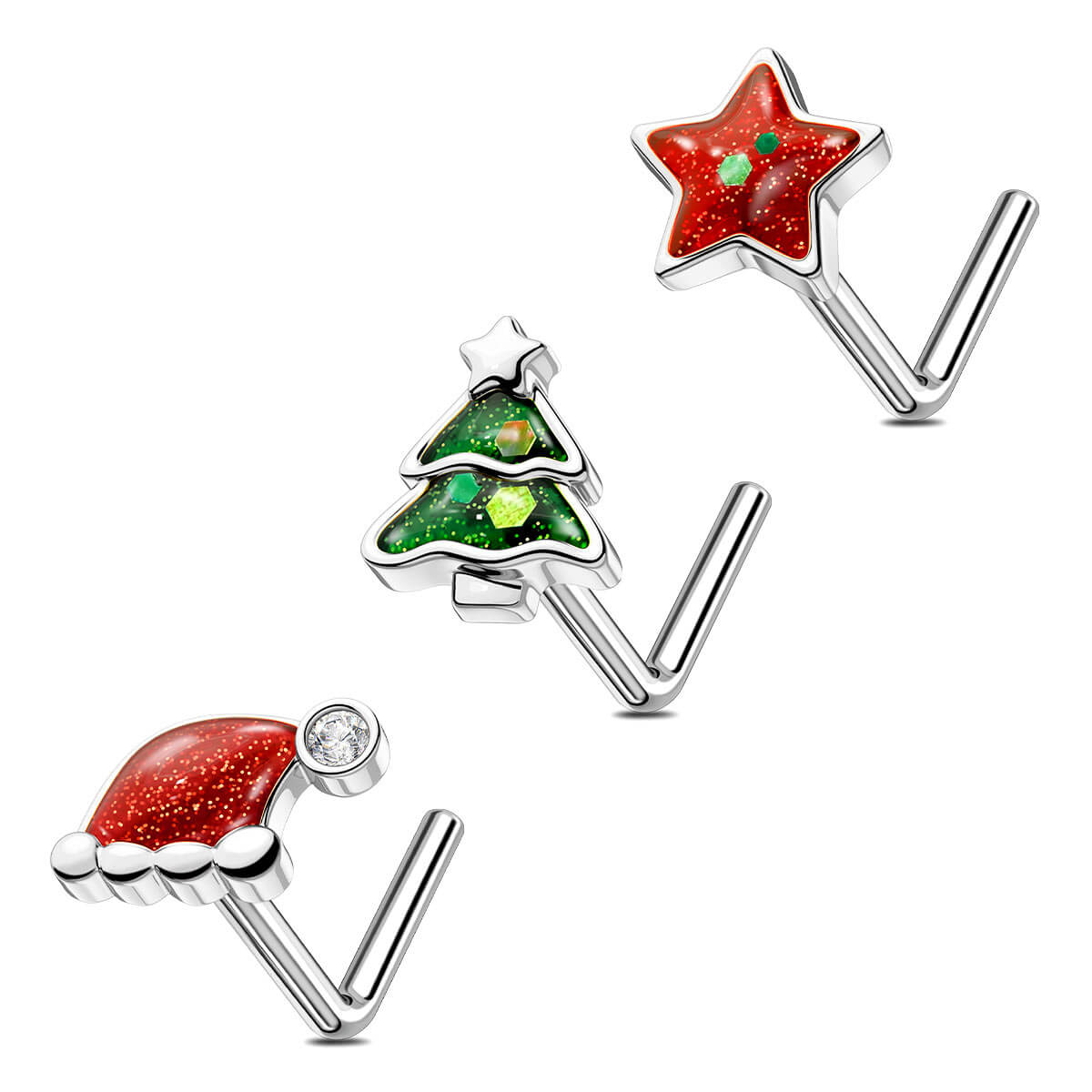 christmas nose stud 