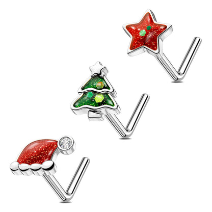 christmas nose stud 