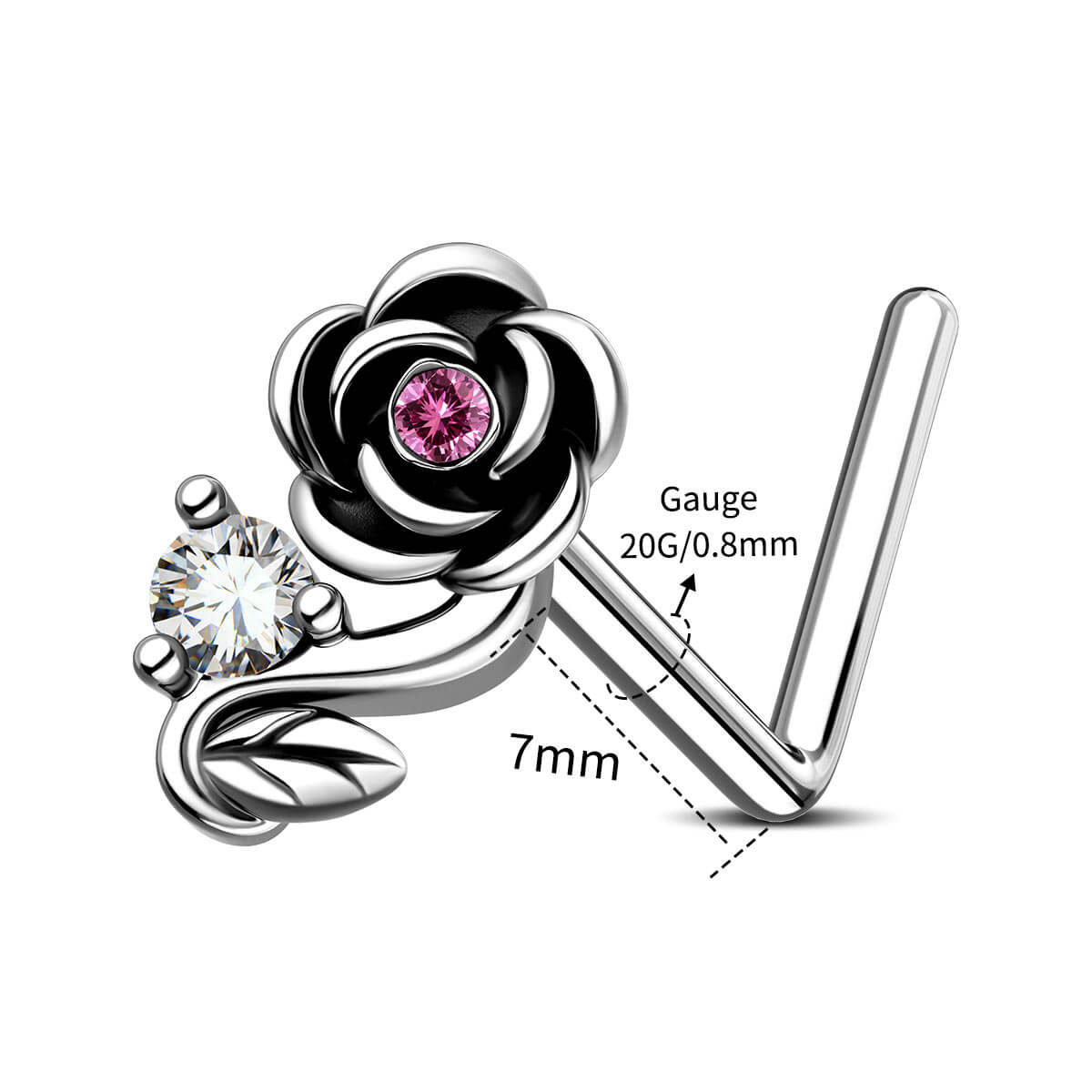 20g 7mm flower nose stud