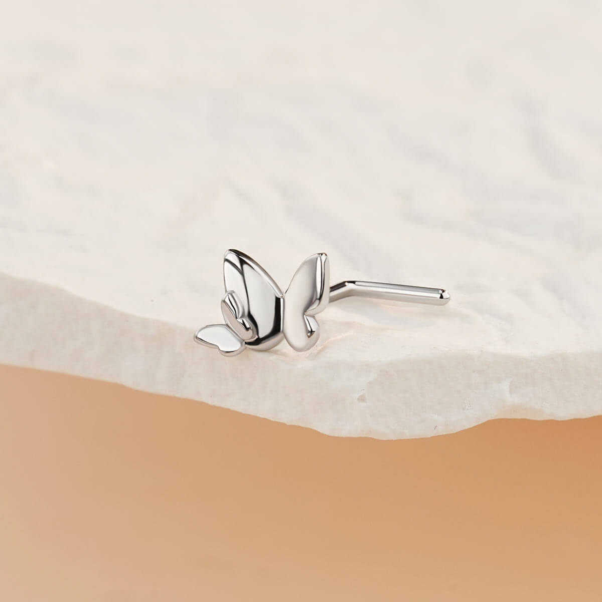 L shaped butterfly nose stud 