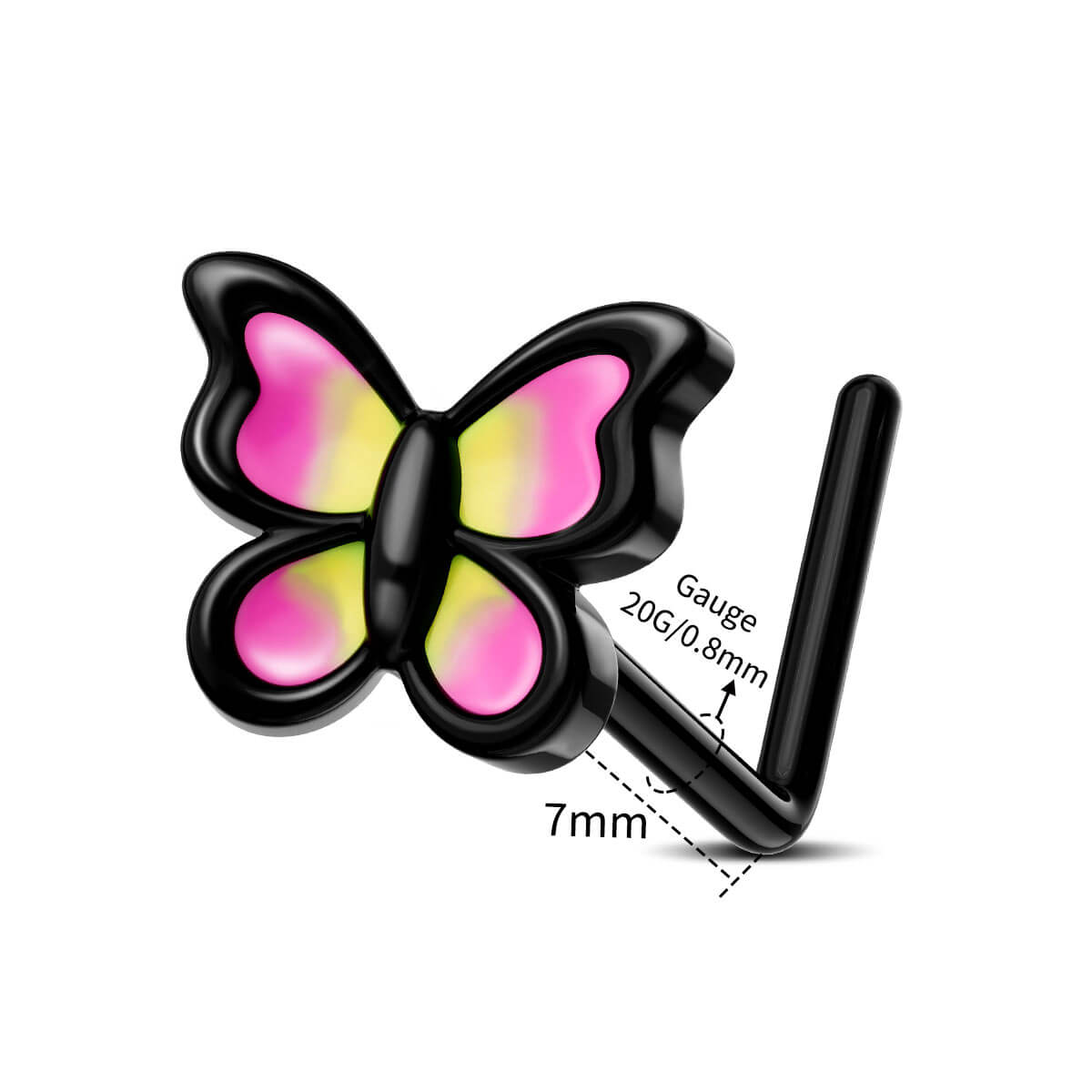 20g 7mm butterfly nose stud