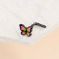 L shaped black butterfly nose stud