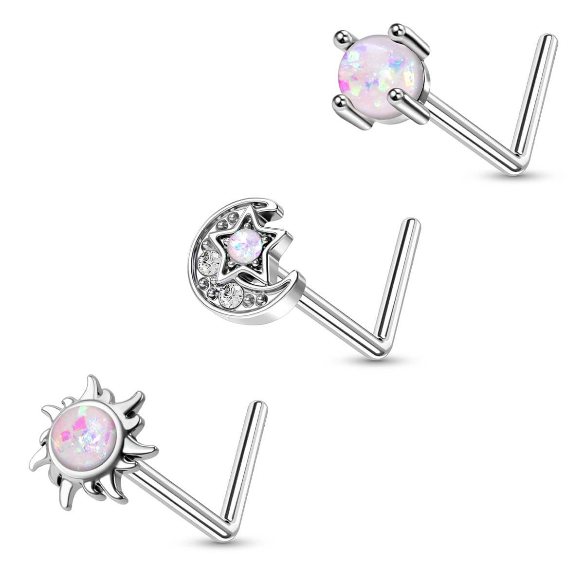 sun and moon nose stud