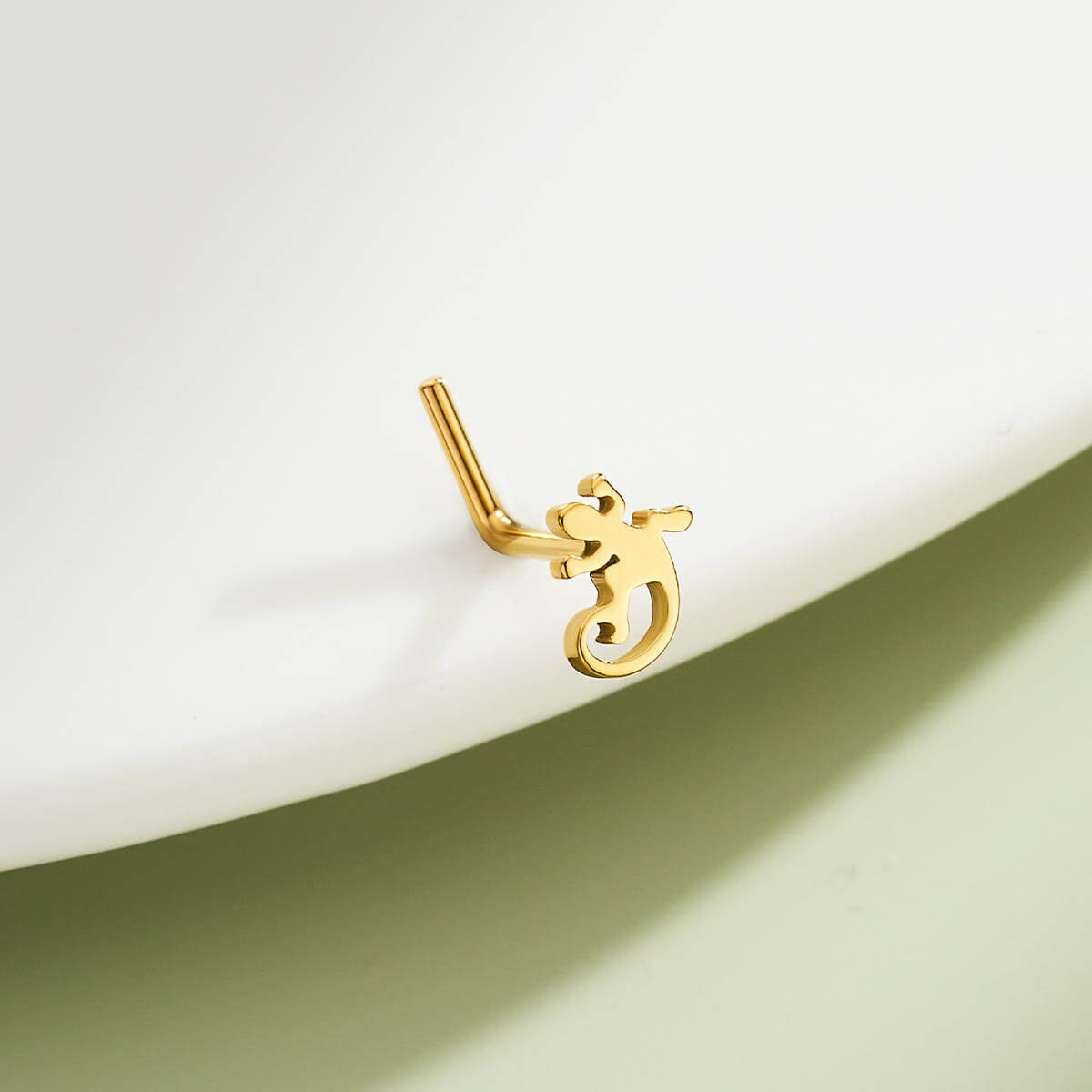 gold l shaped nose ring stud