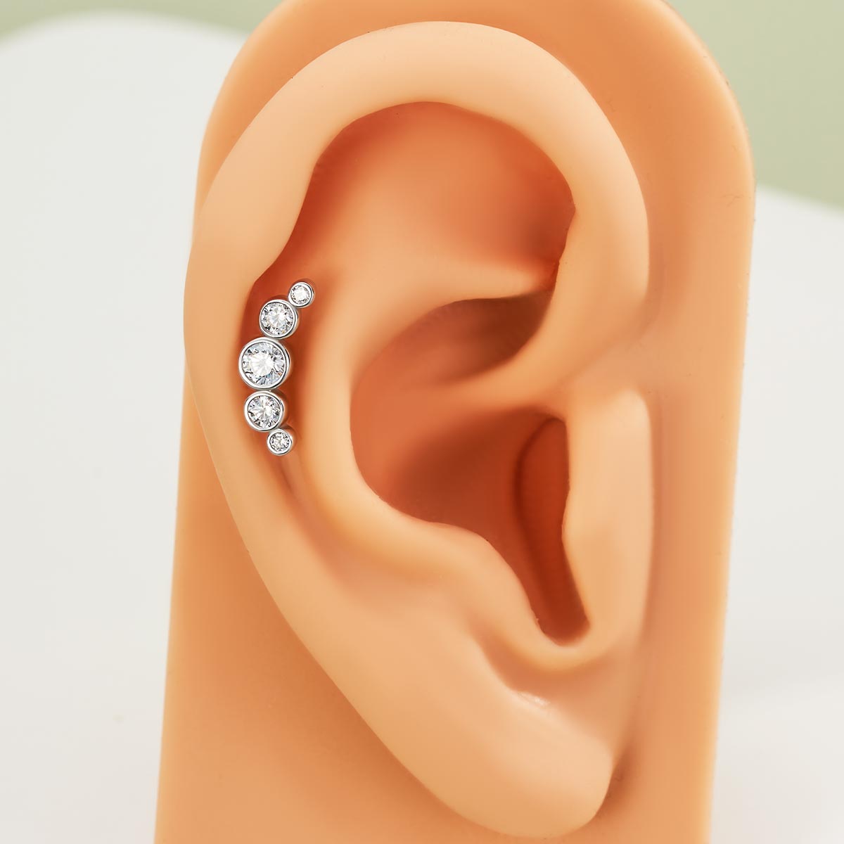 S925 Sterling Silver Internally Threaded Arc CZ Labret Stud Cartilage Earring