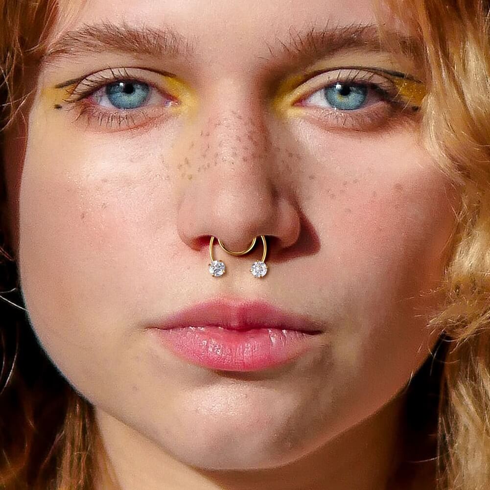 Amazon.com: Drperfect Fake Nose Ring for Women Men Non Piercing Nose Hoop  Ring Chain to Ear Nose Studs Horseshoe Septum Ring Clip On Faux Septum  Piercing Jewelry : Clothing, Shoes & Jewelry