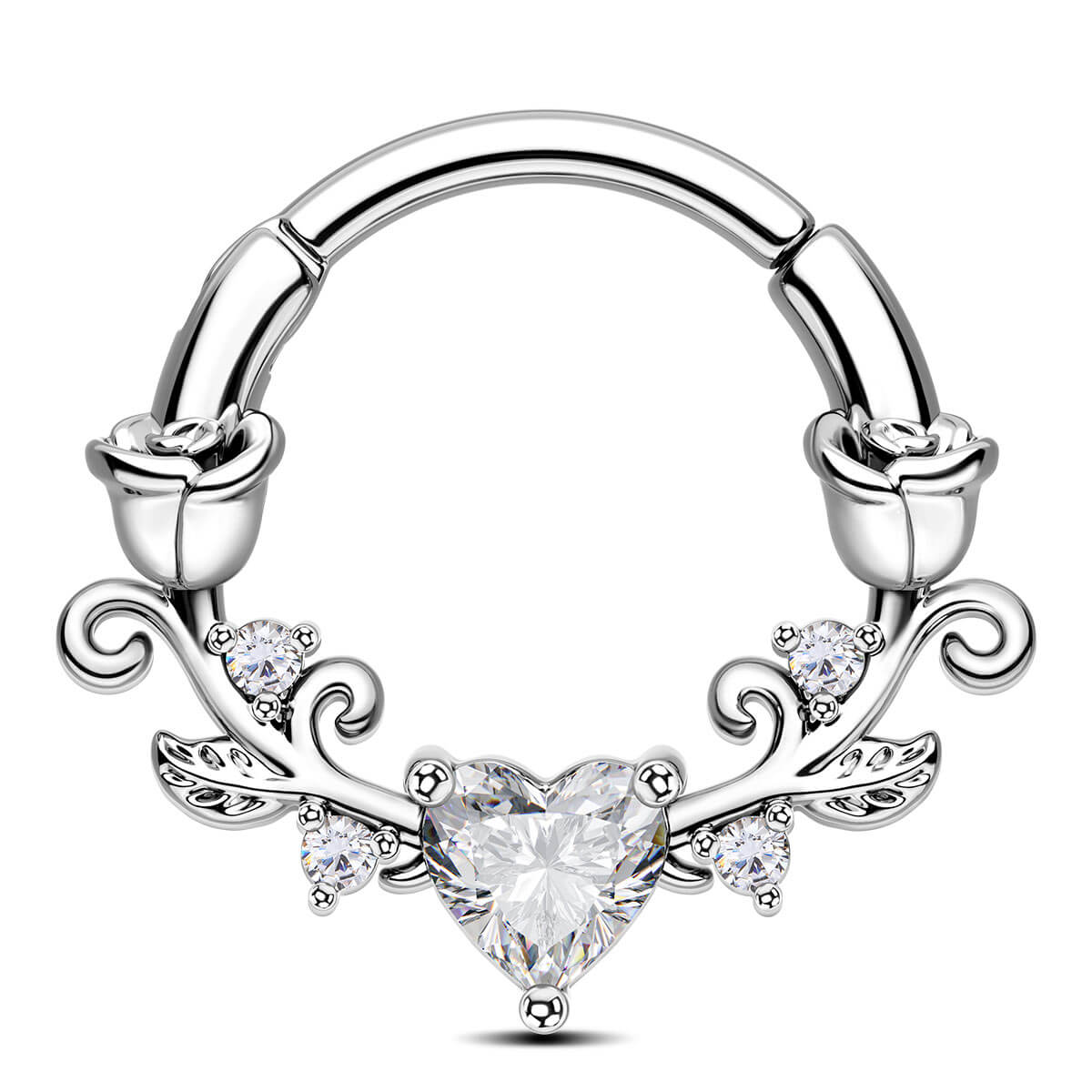 rose and heart septum ring