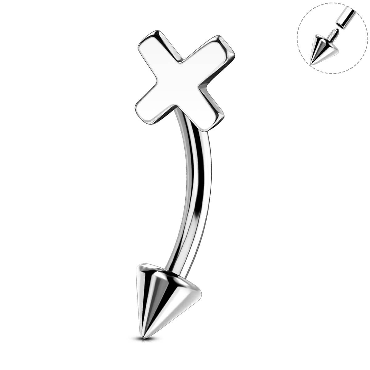 oufer cross eyebrow ring