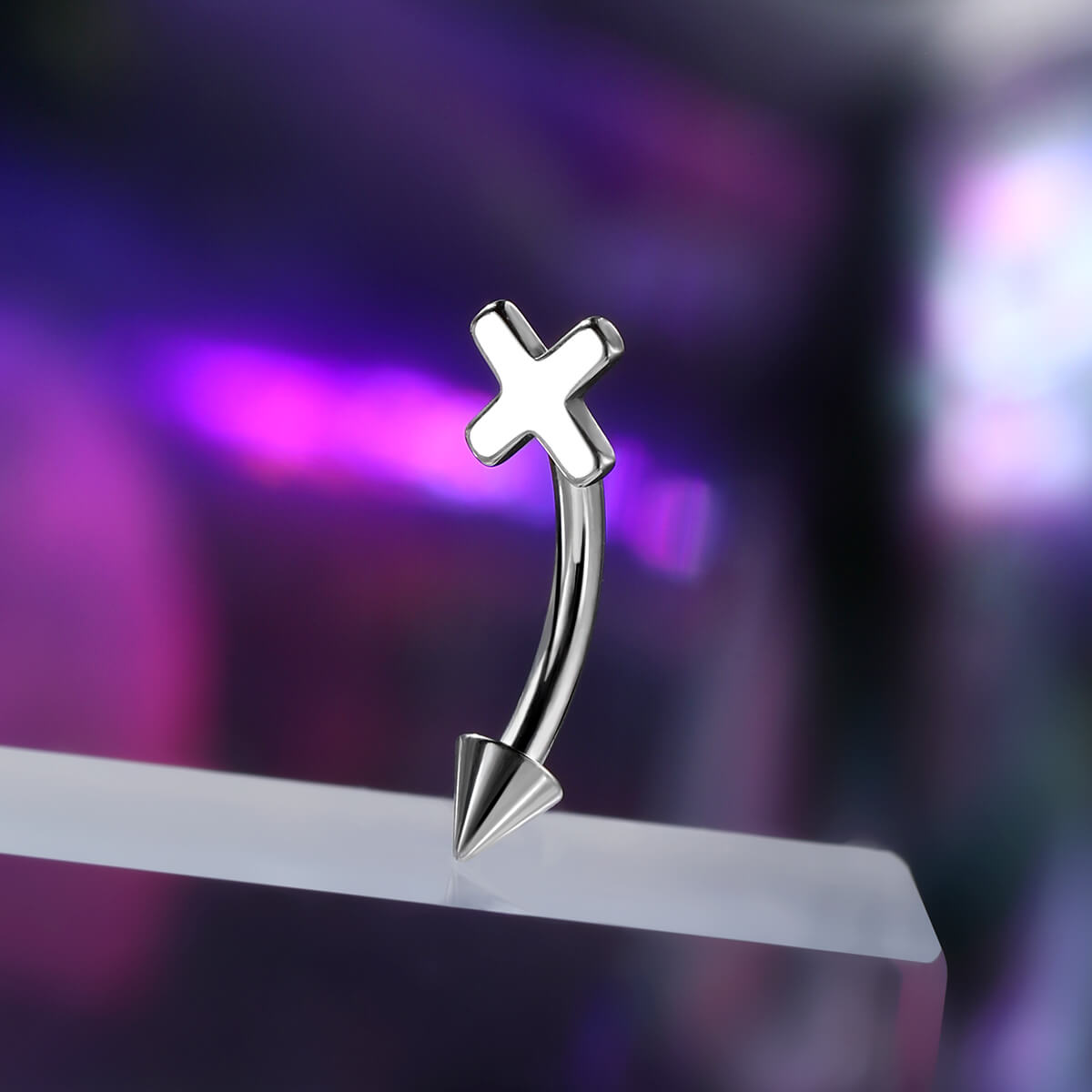 titanium cross eyebrow ring