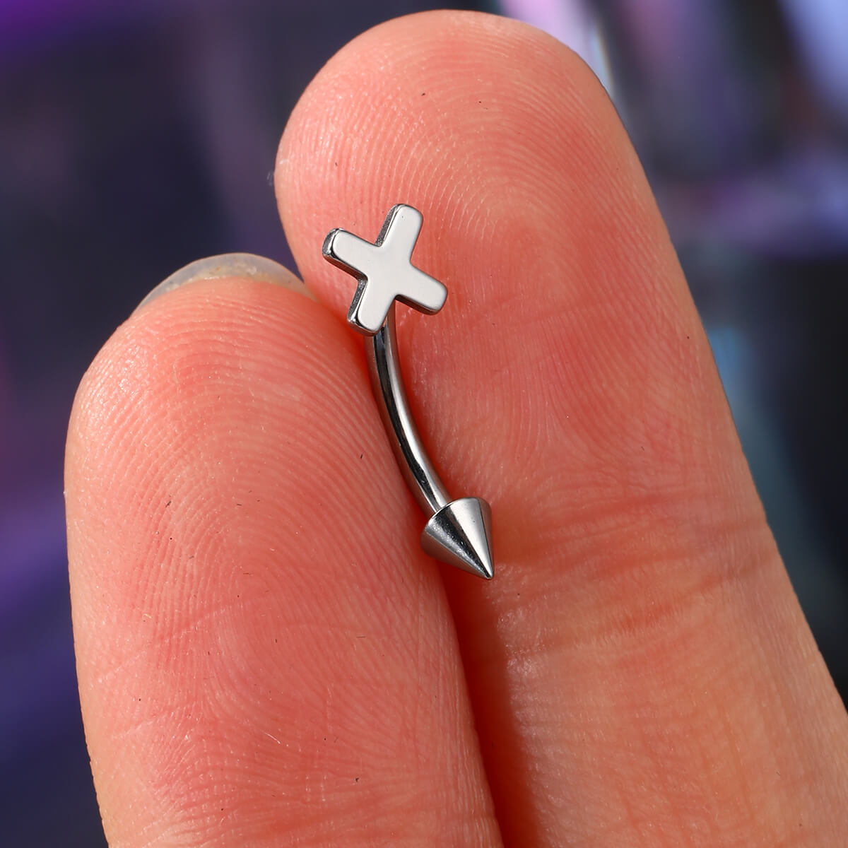 titanium cross eyebrow ring