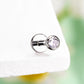 16G Titanium Bezel CZ Threadless/Push Pin Flat Back Labret Stud