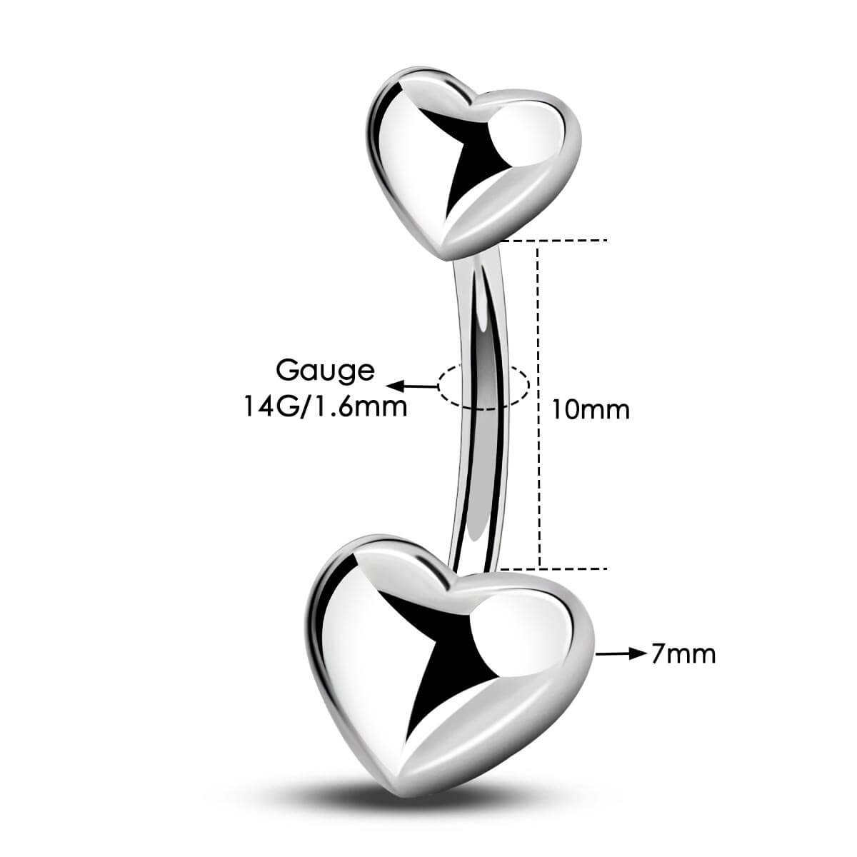 14g heart belly button ring