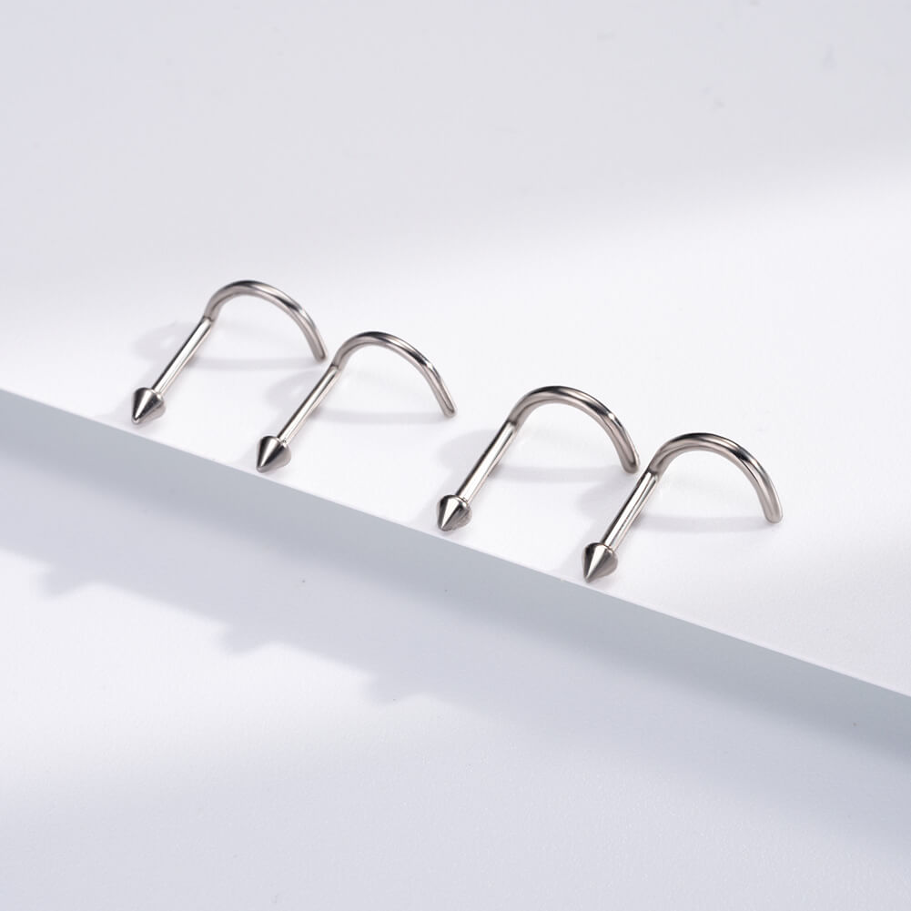 Oufer 18/20G Titanium Spike Corkscrew Nose Stud Pair – OUFER BODY JEWELRY