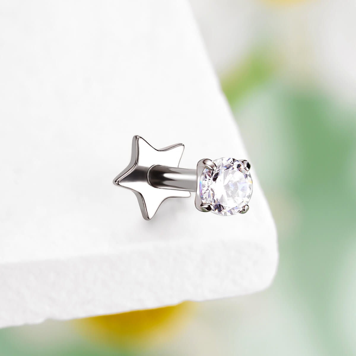 star back prong CZ cartilage stud 