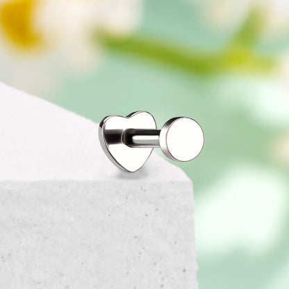 heart disc flat back tragus earrings